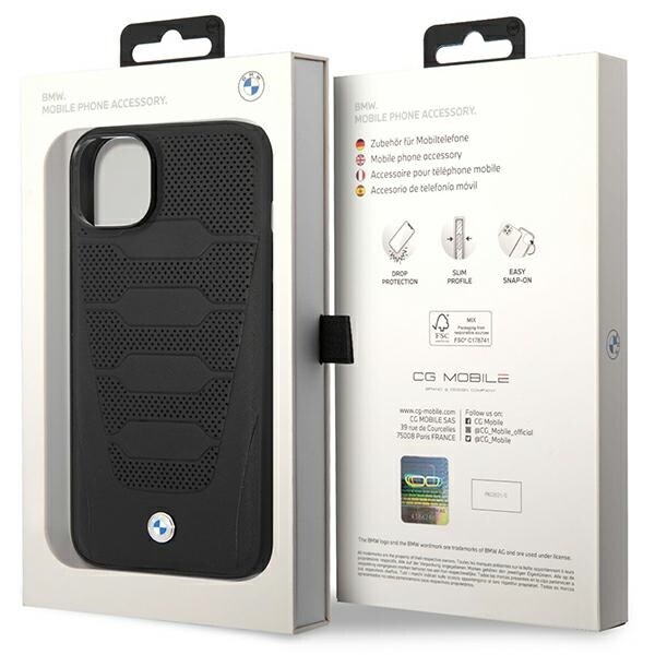 Etui BMW BMHCP14S22RPSK iPhone 14 6,1" svart/svart Skinnseter Mønster
