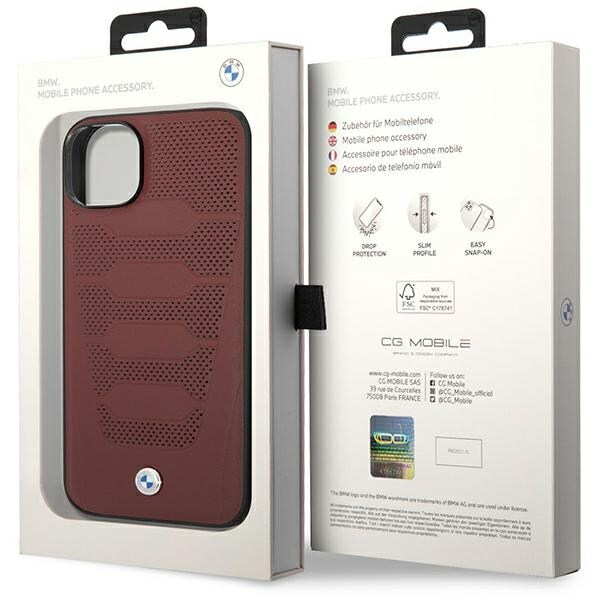 Etui BMW BMHCP14S22RPSR iPhone 14 6,1" burgunder/burgunder skinn seter mønster