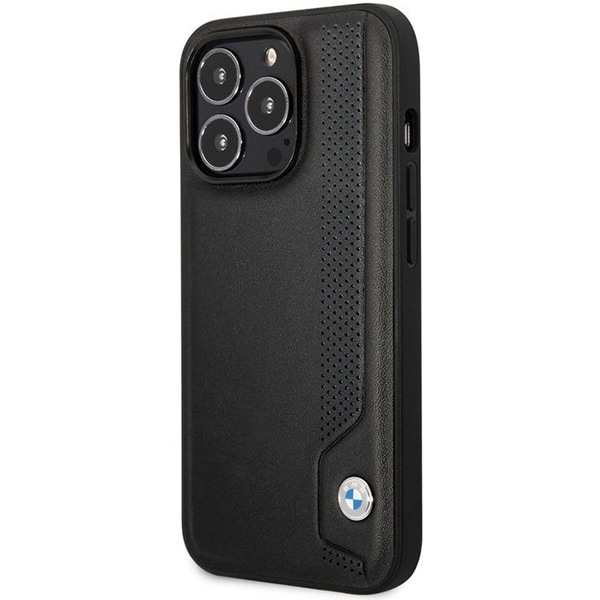 Etui BMW BMHCP14X22RBDK iPhone 14 Pro Max 6,7" svart/sort hardcase i lær med blå prikker