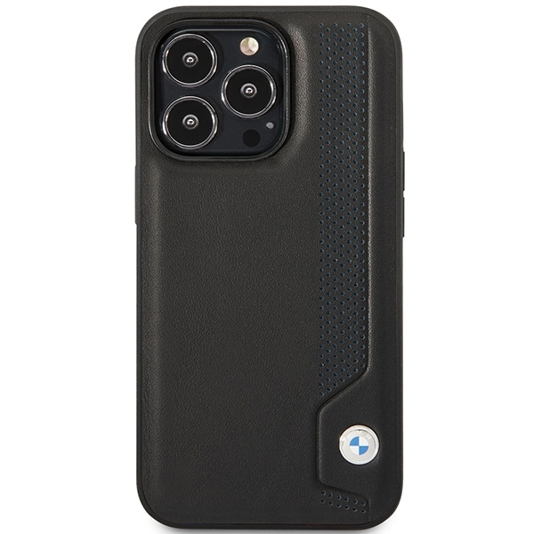 Etui BMW BMHCP14X22RBDK iPhone 14 Pro Max 6,7" svart/sort hardcase i lær med blå prikker