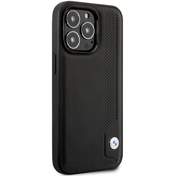 Etui BMW BMHCP14X22RBDK iPhone 14 Pro Max 6,7" svart/sort hardcase i lær med blå prikker