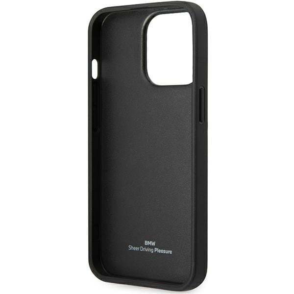 Etui BMW BMHCP14X22RBDK iPhone 14 Pro Max 6,7" svart/sort hardcase i lær med blå prikker