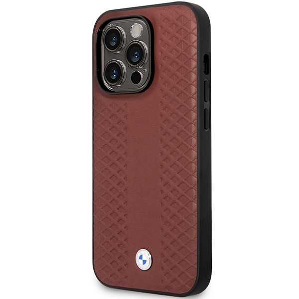 Etui BMW BMHCP14X22RFGR iPhone 14 Pro Max 6,7" Burgundy/burgundy Skinn med diamantmønster