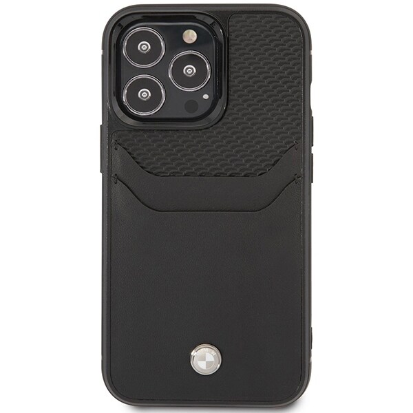 Etui BMW BMHCP14X22RSEPK iPhone 14 Pro Max 6,7" svart/svart lær med kortspor