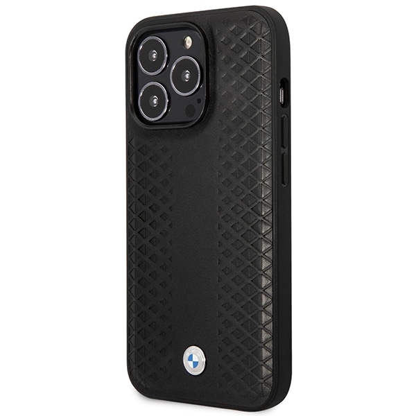 Etui BMW BMHMP14L22RFGK iPhone 14 Pro 6,1" svart/svart lær med diamantmønster MagSafe