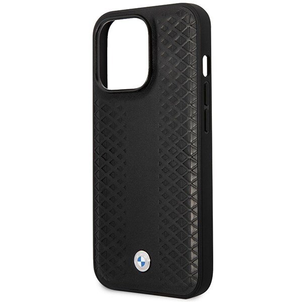 Etui BMW BMHMP14L22RFGK iPhone 14 Pro 6,1" svart/svart lær med diamantmønster MagSafe