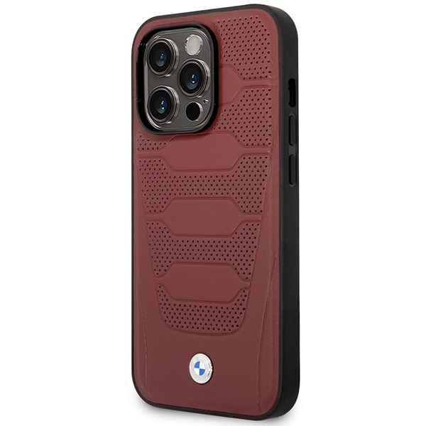 Etui BMW BMHMP14L22RPSR iPhone 14 Pro 6,1" Burgundy/burgundy Skinnseter mønster MagSafe