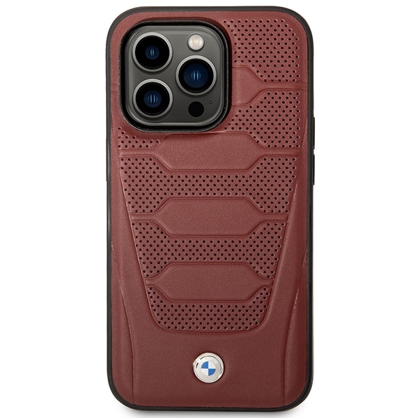 Etui BMW BMHMP14L22RPSR iPhone 14 Pro 6,1" Burgundy/burgundy Skinnseter mønster MagSafe