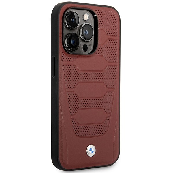 Etui BMW BMHMP14L22RPSR iPhone 14 Pro 6,1" Burgundy/burgundy Skinnseter mønster MagSafe