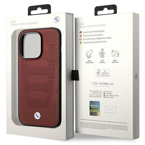 Etui BMW BMHMP14L22RPSR iPhone 14 Pro 6,1" Burgundy/burgundy Skinnseter mønster MagSafe