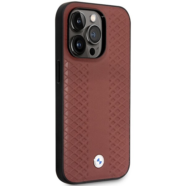 Etui BMW BMHMP14X22RFGR iPhone 14 Pro Max 6,7" Burgundy/burgundy Lær diamantmønster MagSafe