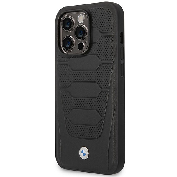 Etui BMW BMHMP14X22RPSK iPhone 14 Pro Max 6,7" svart/svart Lærseter Mønster MagSafe