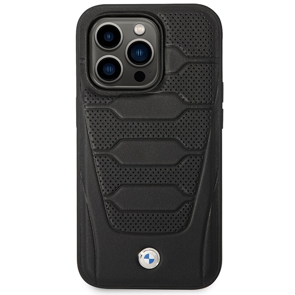 Etui BMW BMHMP14X22RPSK iPhone 14 Pro Max 6,7" svart/svart Lærseter Mønster MagSafe