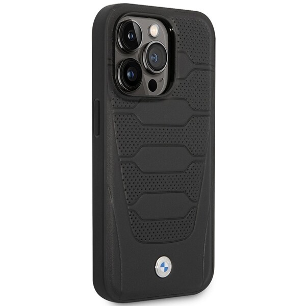Etui BMW BMHMP14X22RPSK iPhone 14 Pro Max 6,7" svart/svart Lærseter Mønster MagSafe