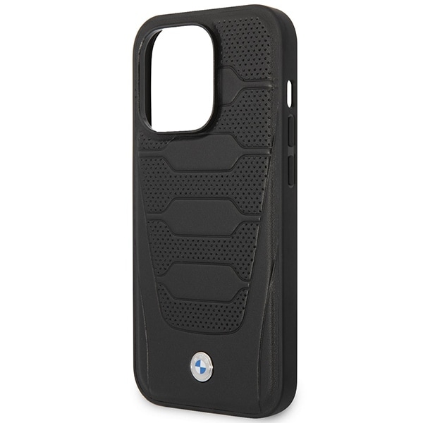 Etui BMW BMHMP14X22RPSK iPhone 14 Pro Max 6,7" svart/svart Lærseter Mønster MagSafe