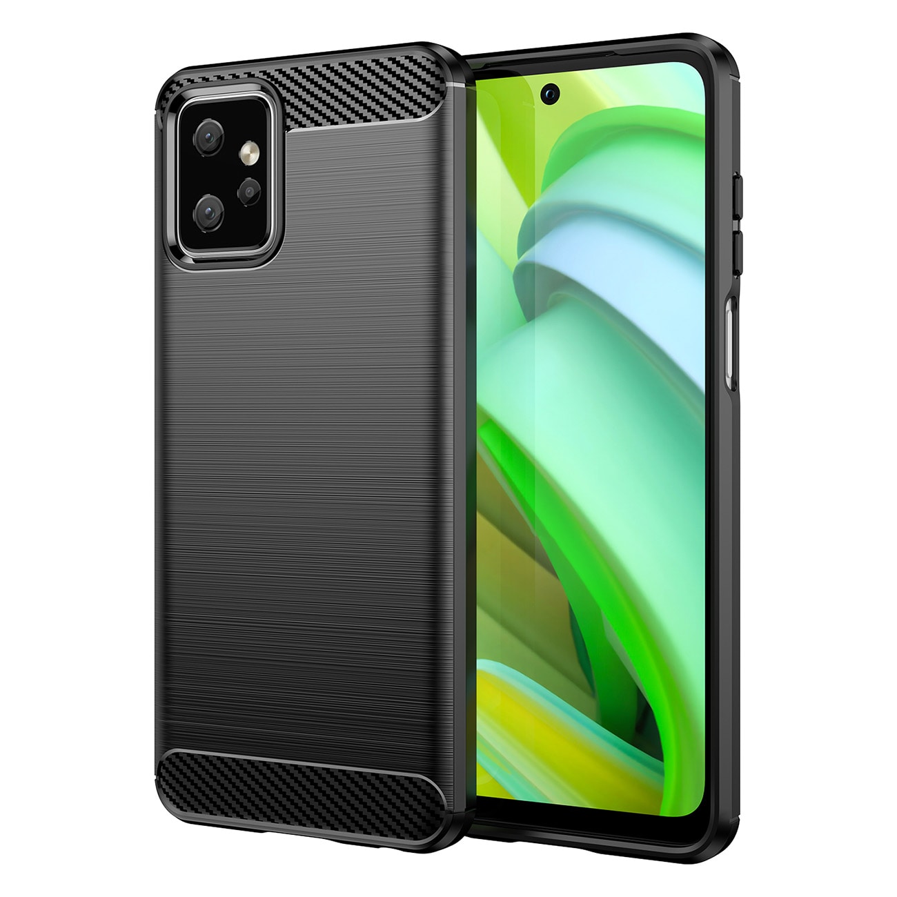 Carbon Case for Motorola Moto G Power 2023 fleksibel silikon karbon deksel svart