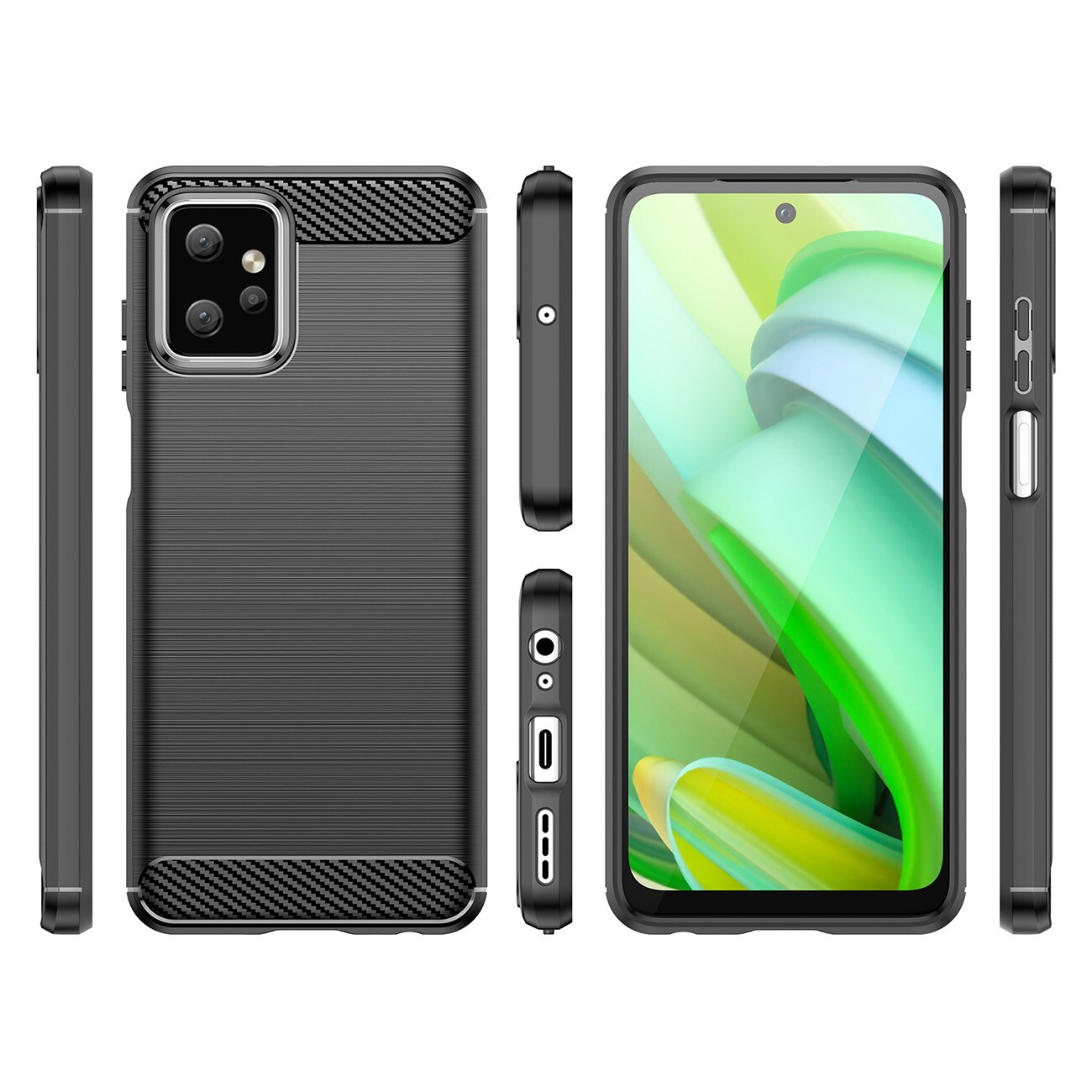 Carbon Case for Motorola Moto G Power 2023 fleksibel silikon karbon deksel svart