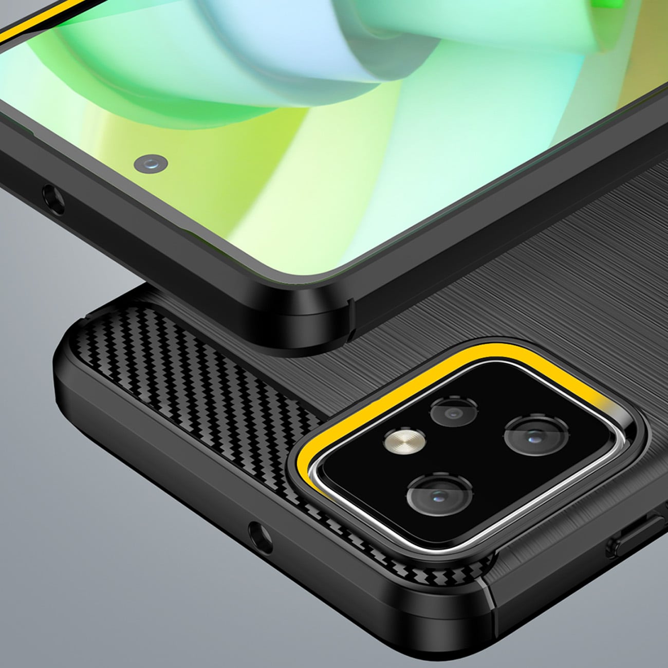Carbon Case for Motorola Moto G Power 2023 fleksibel silikon karbon deksel svart