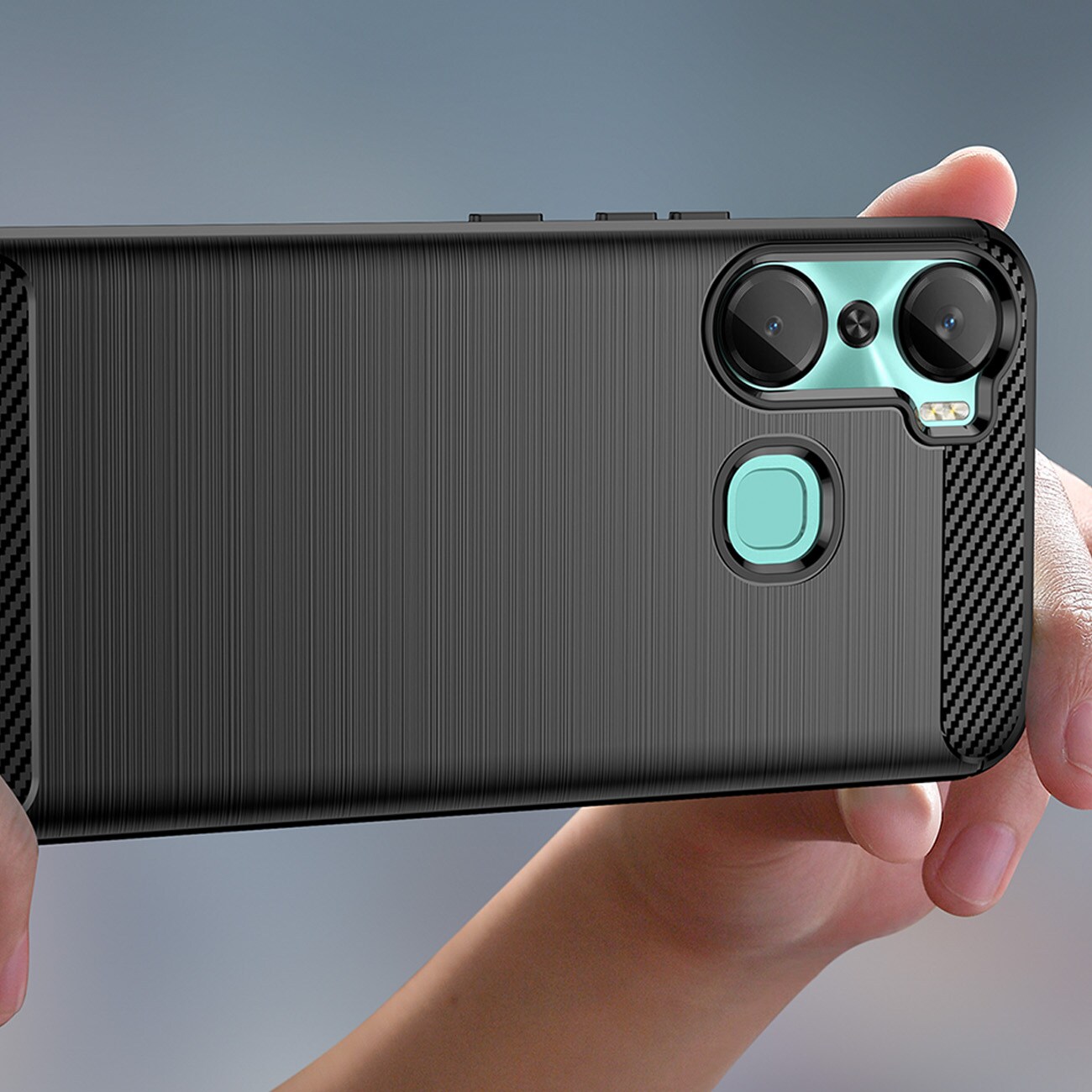 Carbon Case-etui til Infinix Hot 12 Pro fleksibelt karbondeksel i silikon, svart