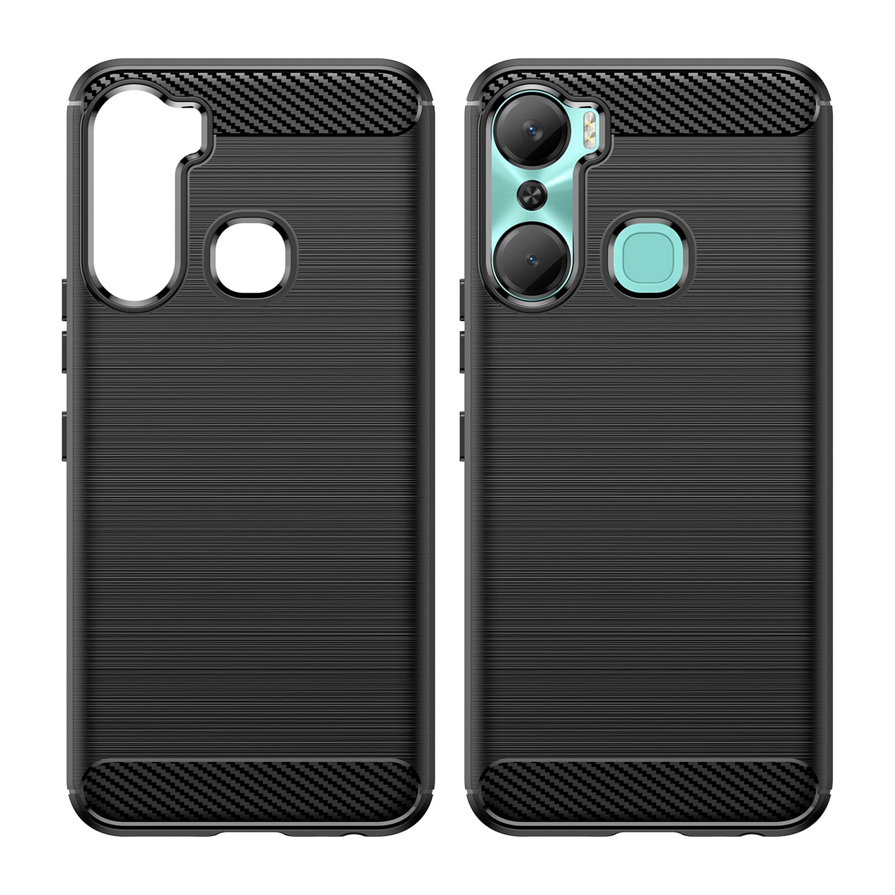 Carbon Case-etui til Infinix Hot 12 Pro fleksibelt karbondeksel i silikon, svart