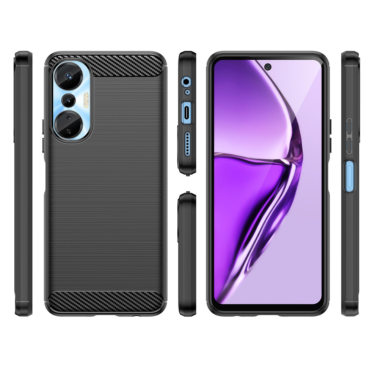 Carbon Case-etui til Infinix Hot 20S fleksibelt karbondeksel i silikon, svart