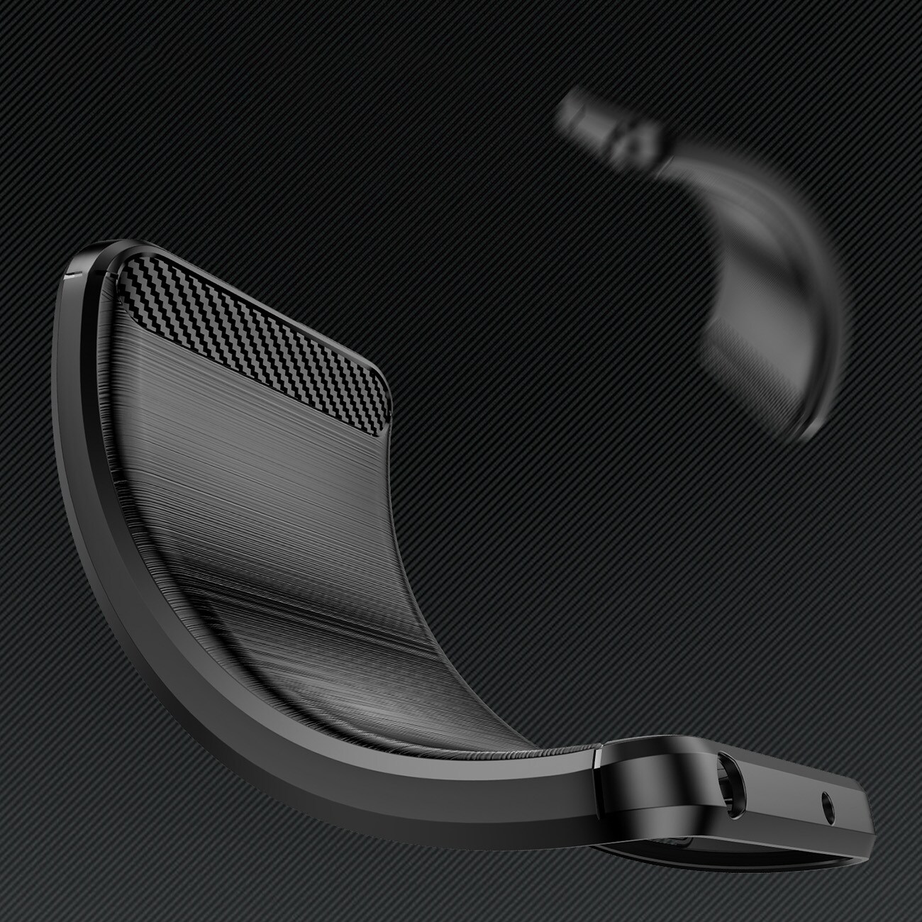 Carbon Case-etui til Infinix Hot 20S fleksibelt karbondeksel i silikon, svart