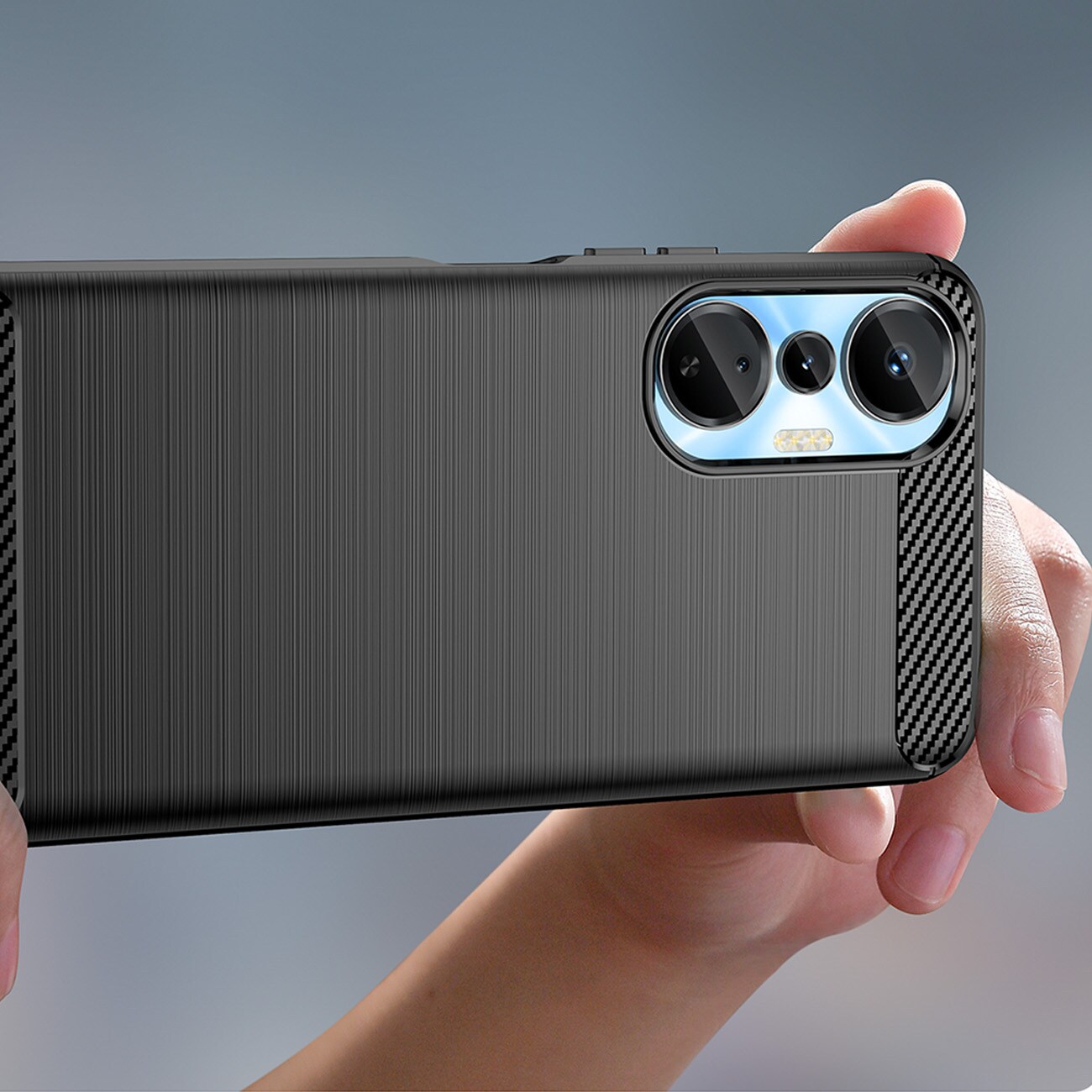Carbon Case-etui til Infinix Hot 20S fleksibelt karbondeksel i silikon, svart