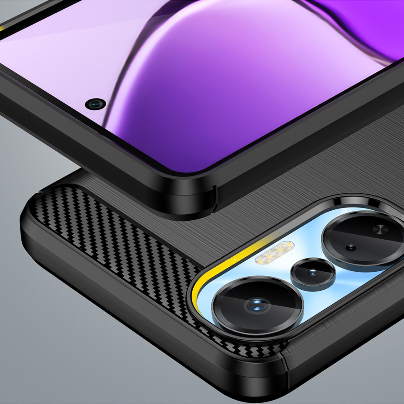 Carbon Case-etui til Infinix Hot 20S fleksibelt karbondeksel i silikon, svart