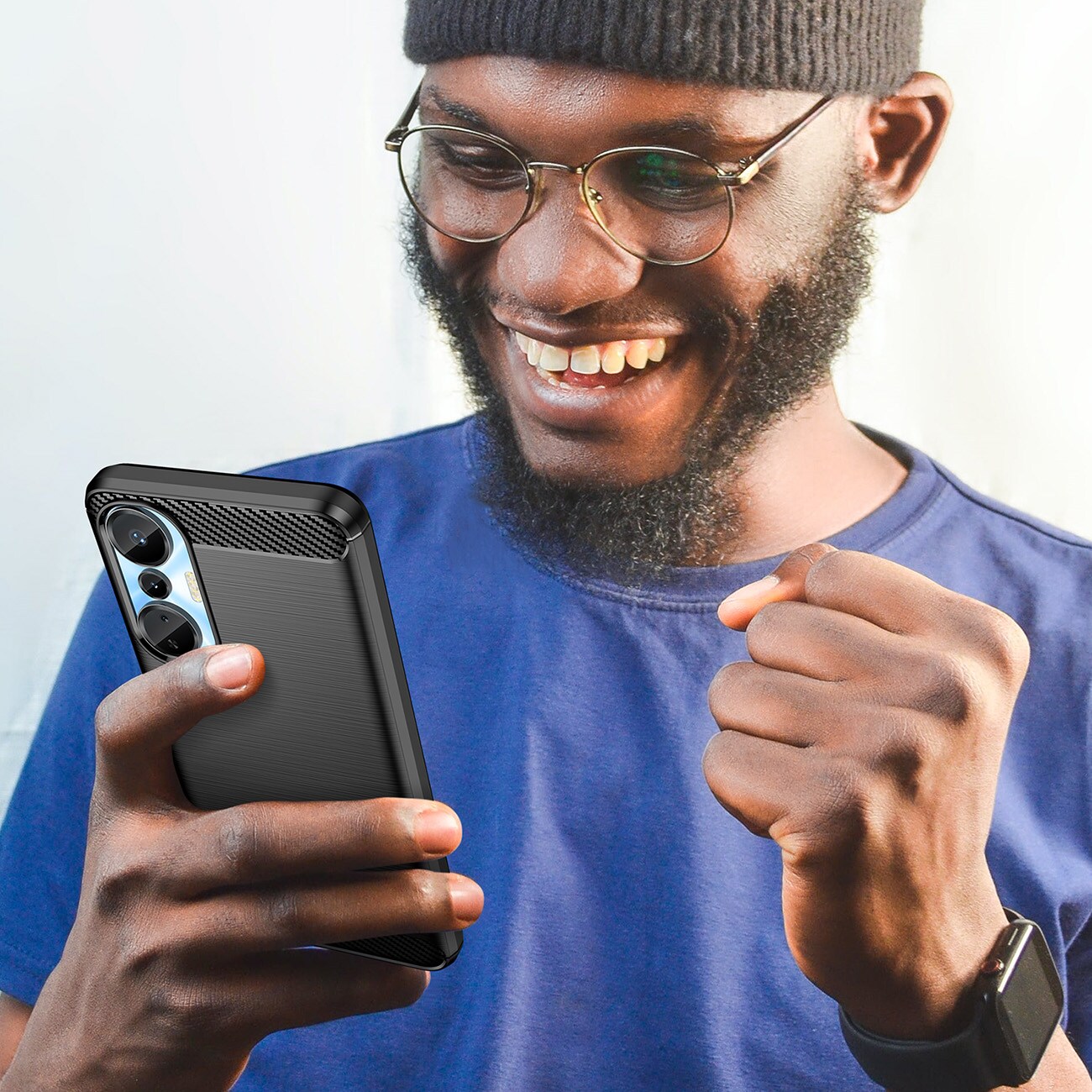 Carbon Case-etui til Infinix Hot 20S fleksibelt karbondeksel i silikon, svart