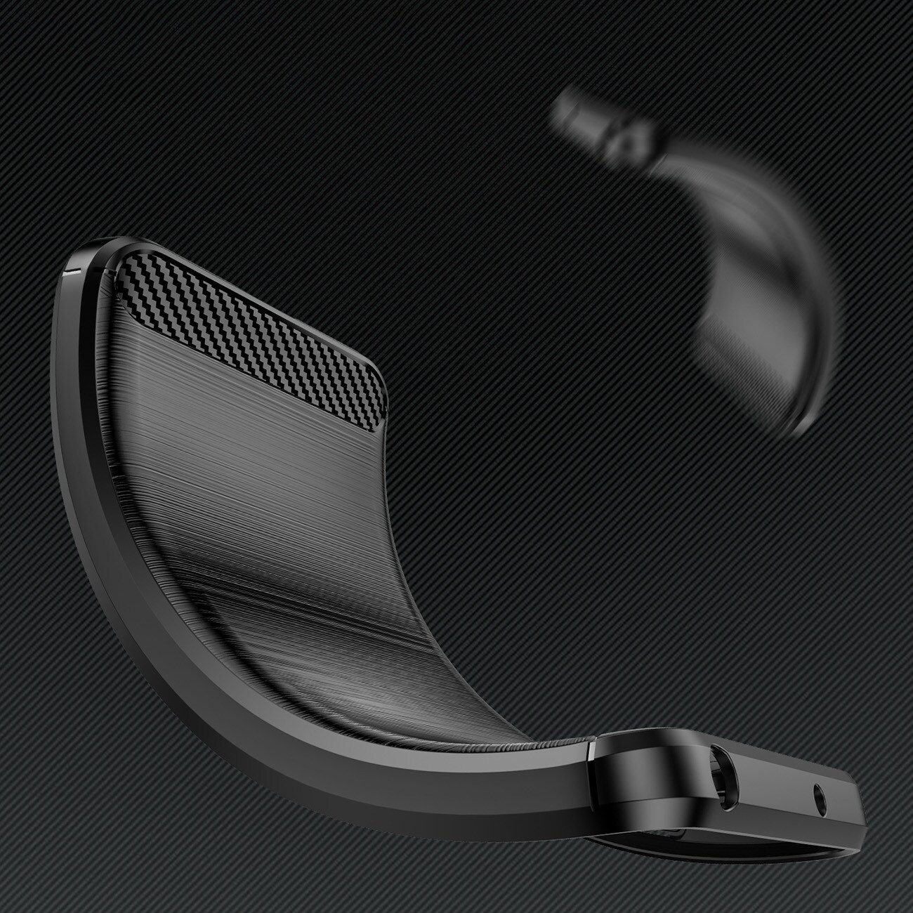 Carbon Case-etui til Infinix Hot 20 Play fleksibelt karbondeksel i silikon, svart