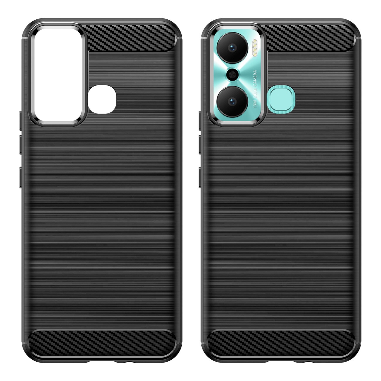 Carbon Case-etui til Infinix Hot 20 Play fleksibelt karbondeksel i silikon, svart