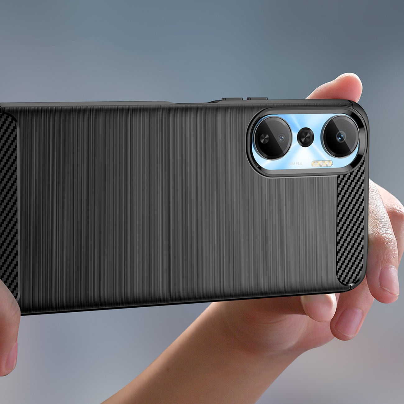 Carbon Case-etui til Infinix Hot 20 fleksibelt karbondeksel i silikon, svart