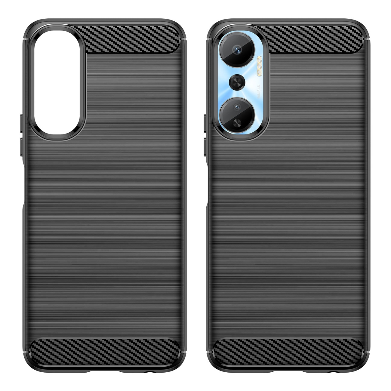 Carbon Case-etui til Infinix Hot 20 fleksibelt karbondeksel i silikon, svart