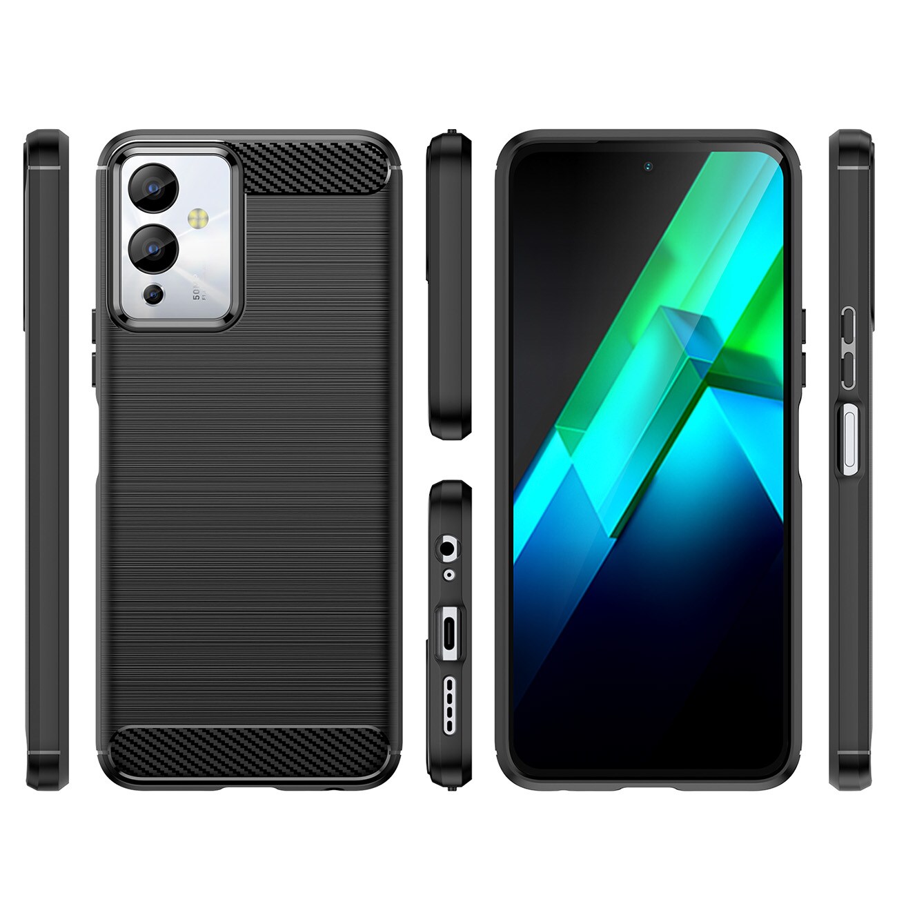 Carbon Case-etui til Infinix Note 12i fleksibelt karbondeksel i silikon, svart