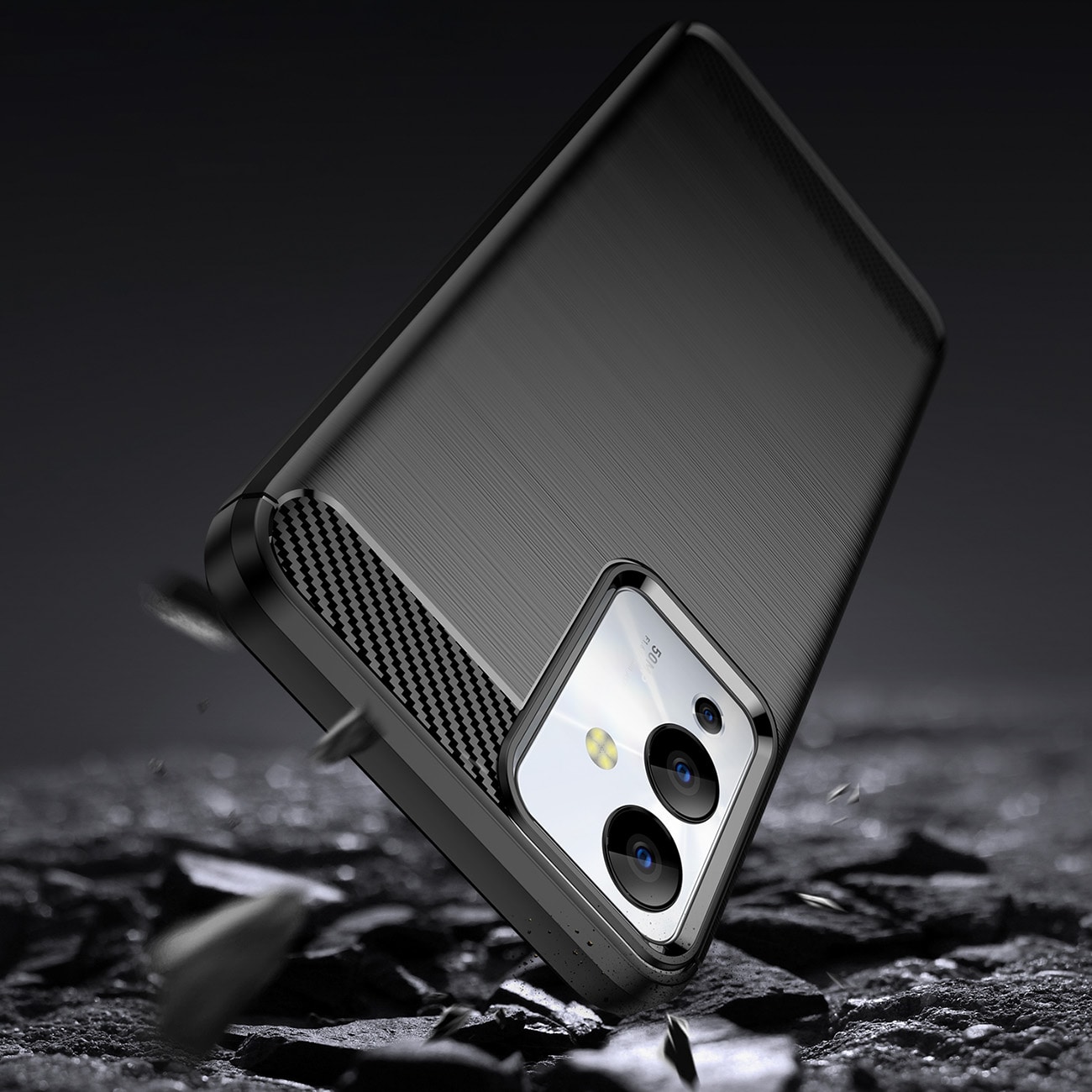 Carbon Case-etui til Infinix Note 12i fleksibelt karbondeksel i silikon, svart