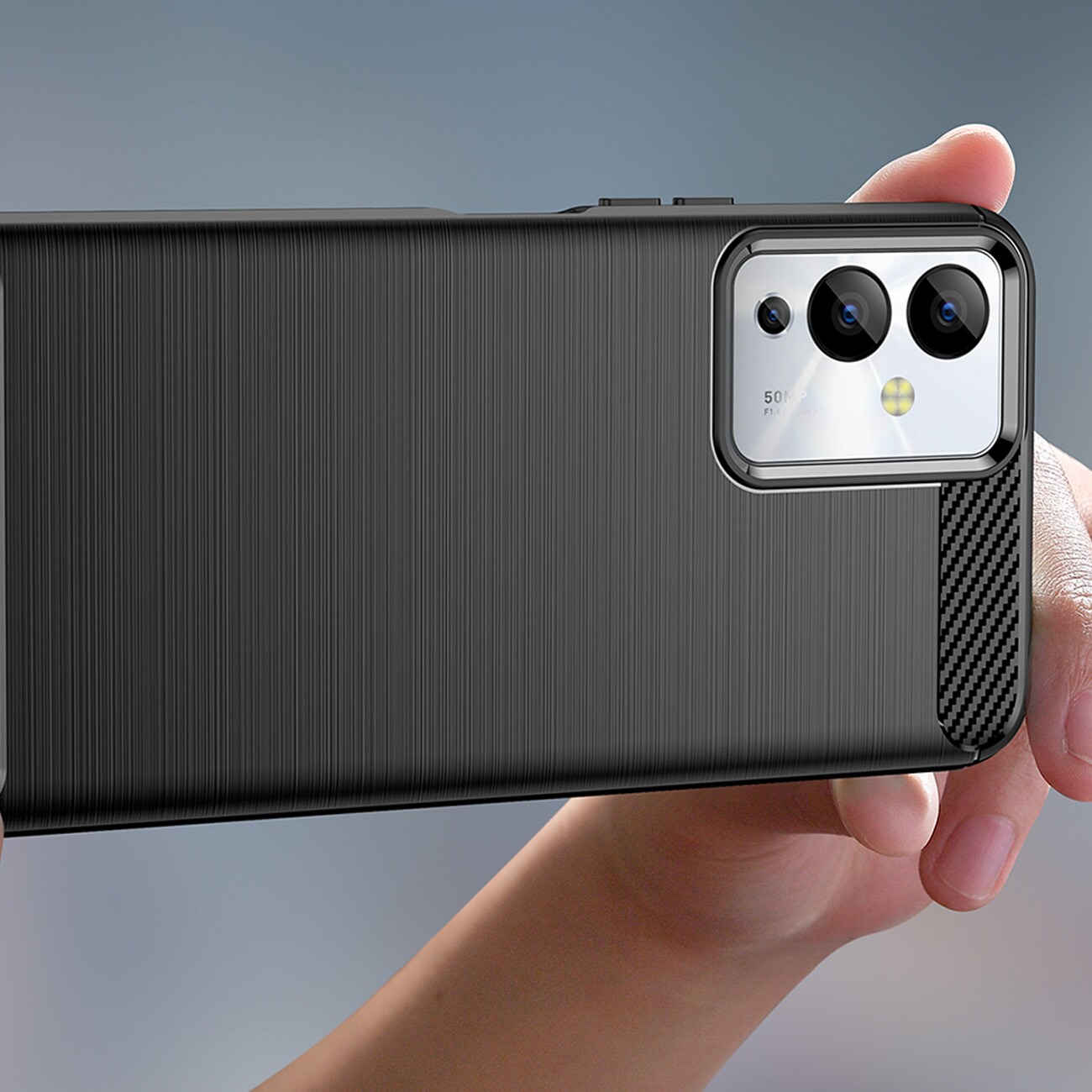 Carbon Case-etui til Infinix Note 12i fleksibelt karbondeksel i silikon, svart