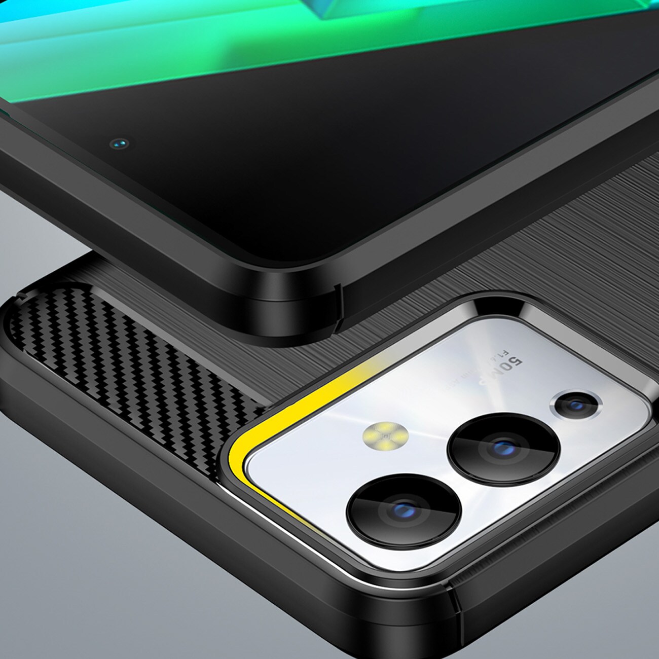 Carbon Case-etui til Infinix Note 12i fleksibelt karbondeksel i silikon, svart