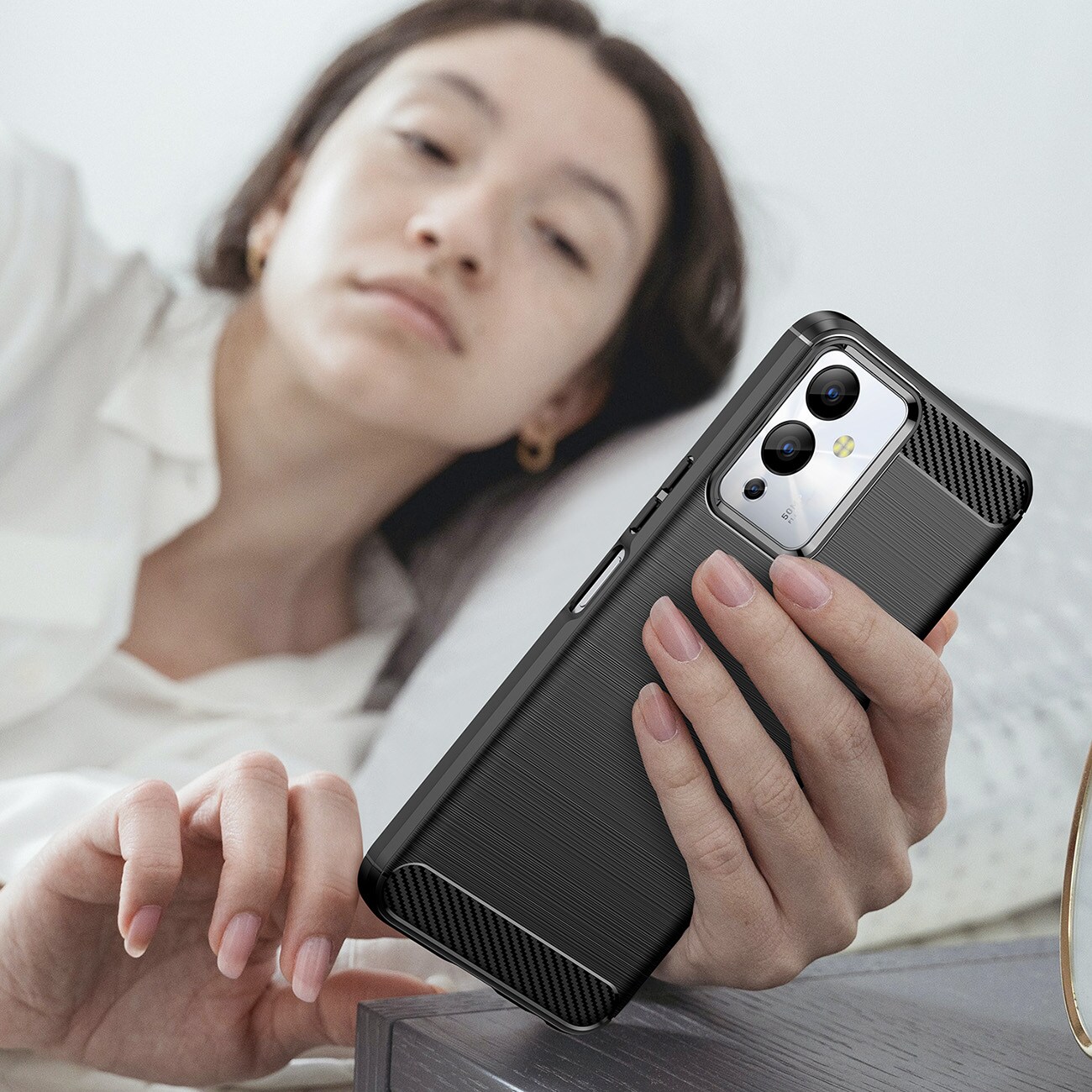 Carbon Case-etui til Infinix Note 12i fleksibelt karbondeksel i silikon, svart