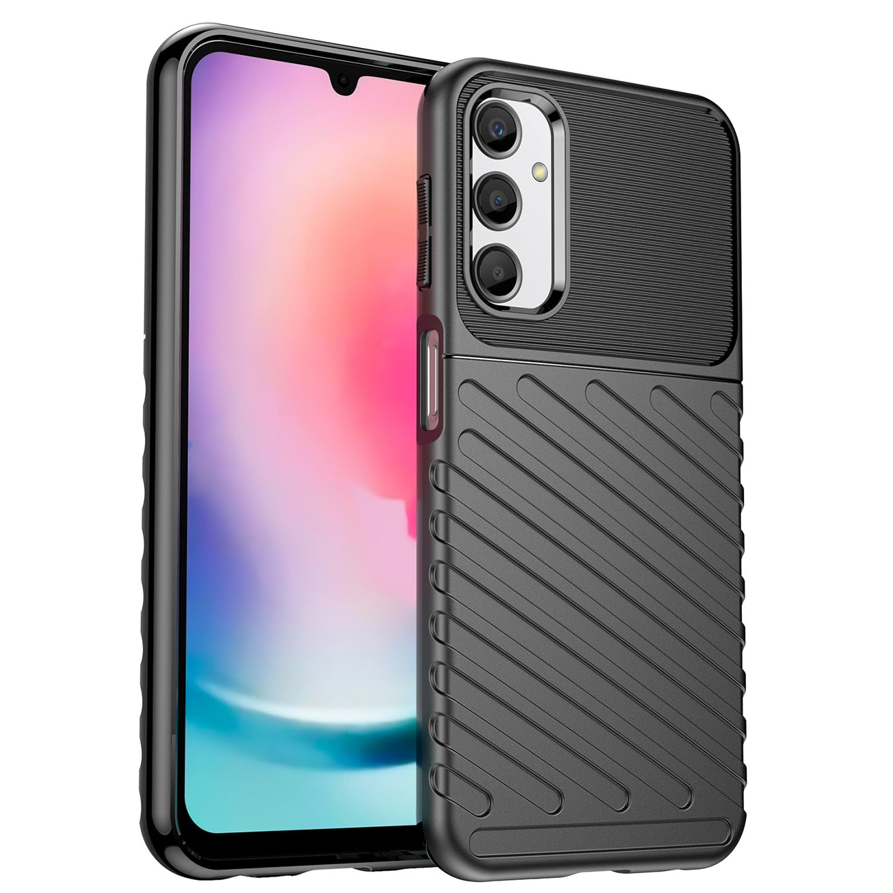 Thunder Case-etui for Samsung Galaxy A24 4G silikon panseretui svart