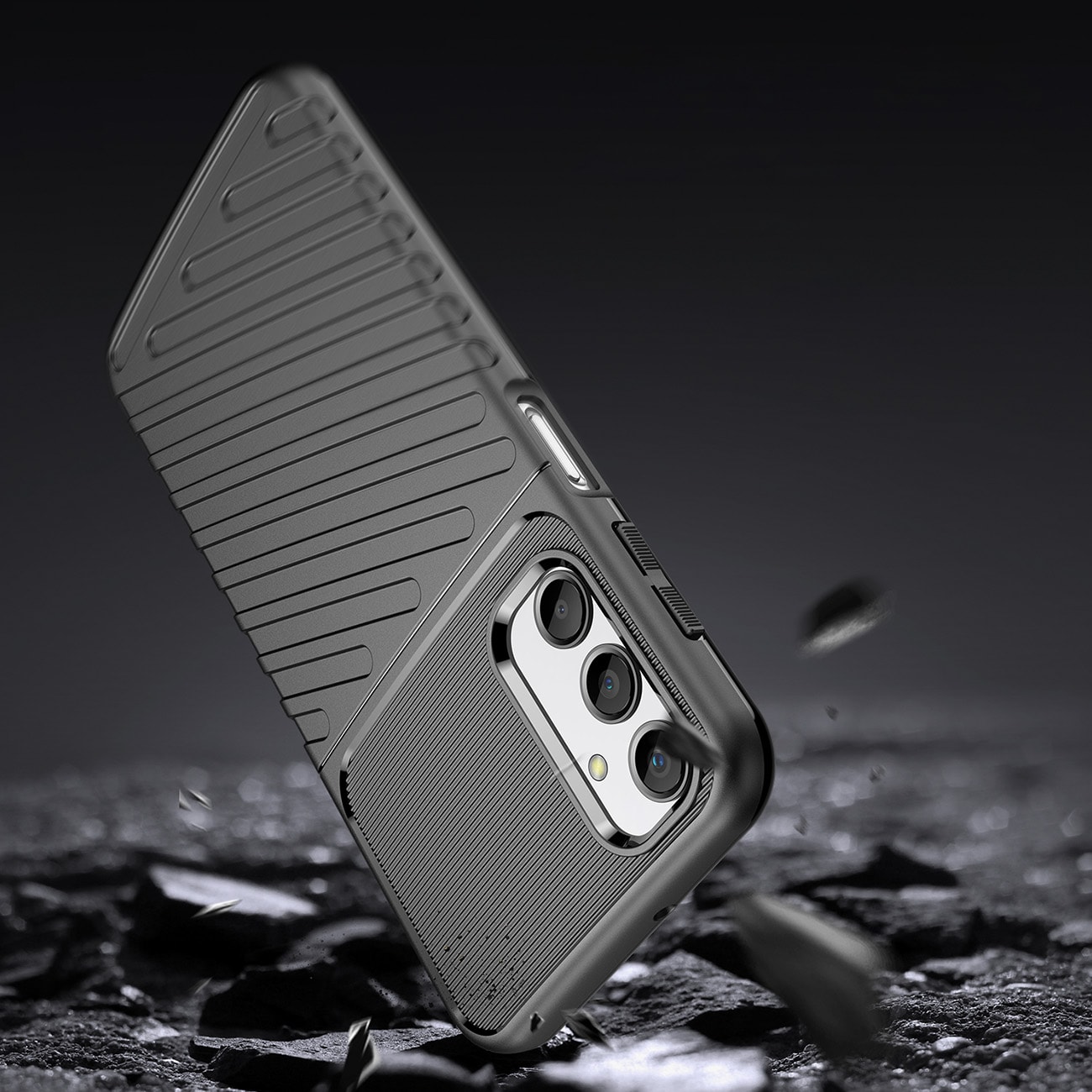 Thunder Case-etui for Samsung Galaxy A24 4G silikon panseretui svart