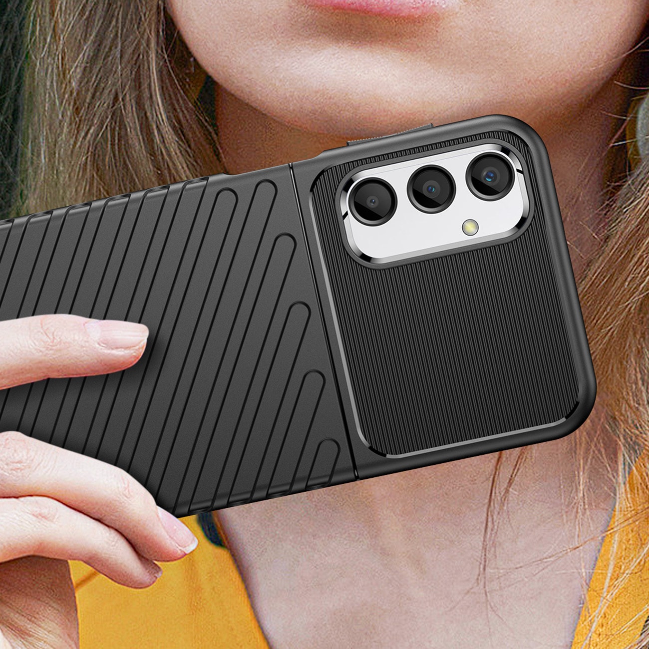 Thunder Case-etui for Samsung Galaxy A24 4G silikon panseretui svart