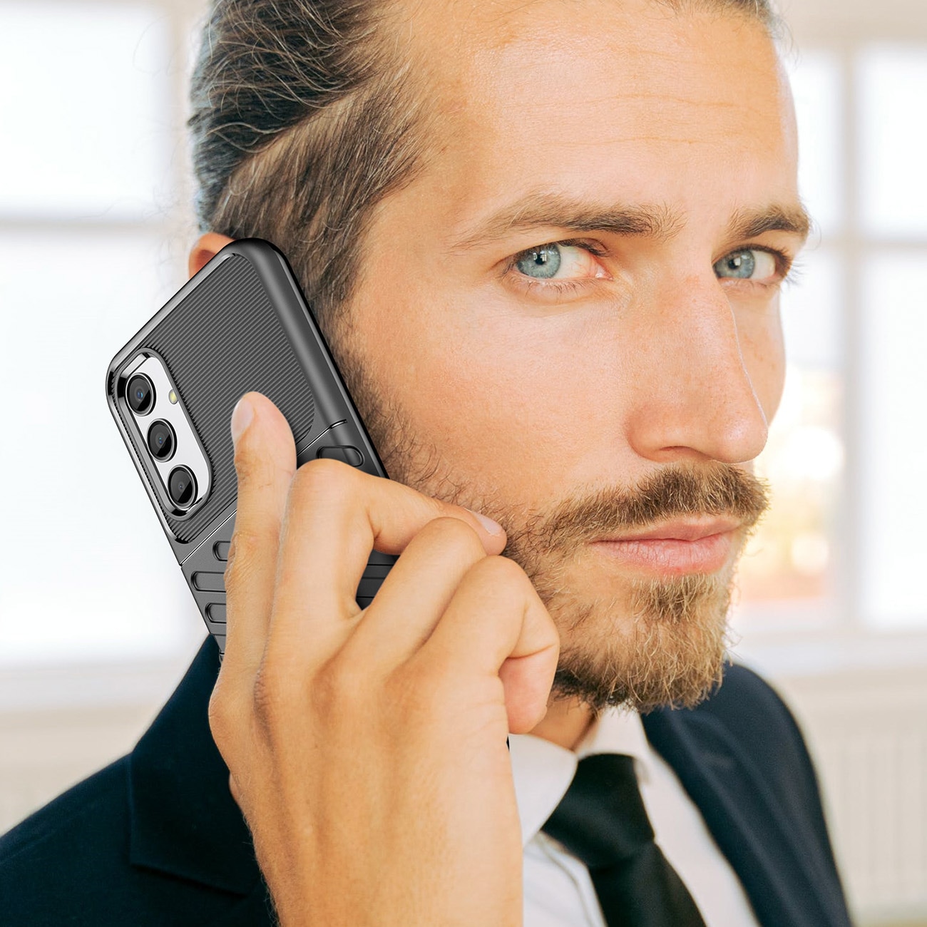 Thunder Case-etui for Samsung Galaxy A24 4G silikon panseretui svart