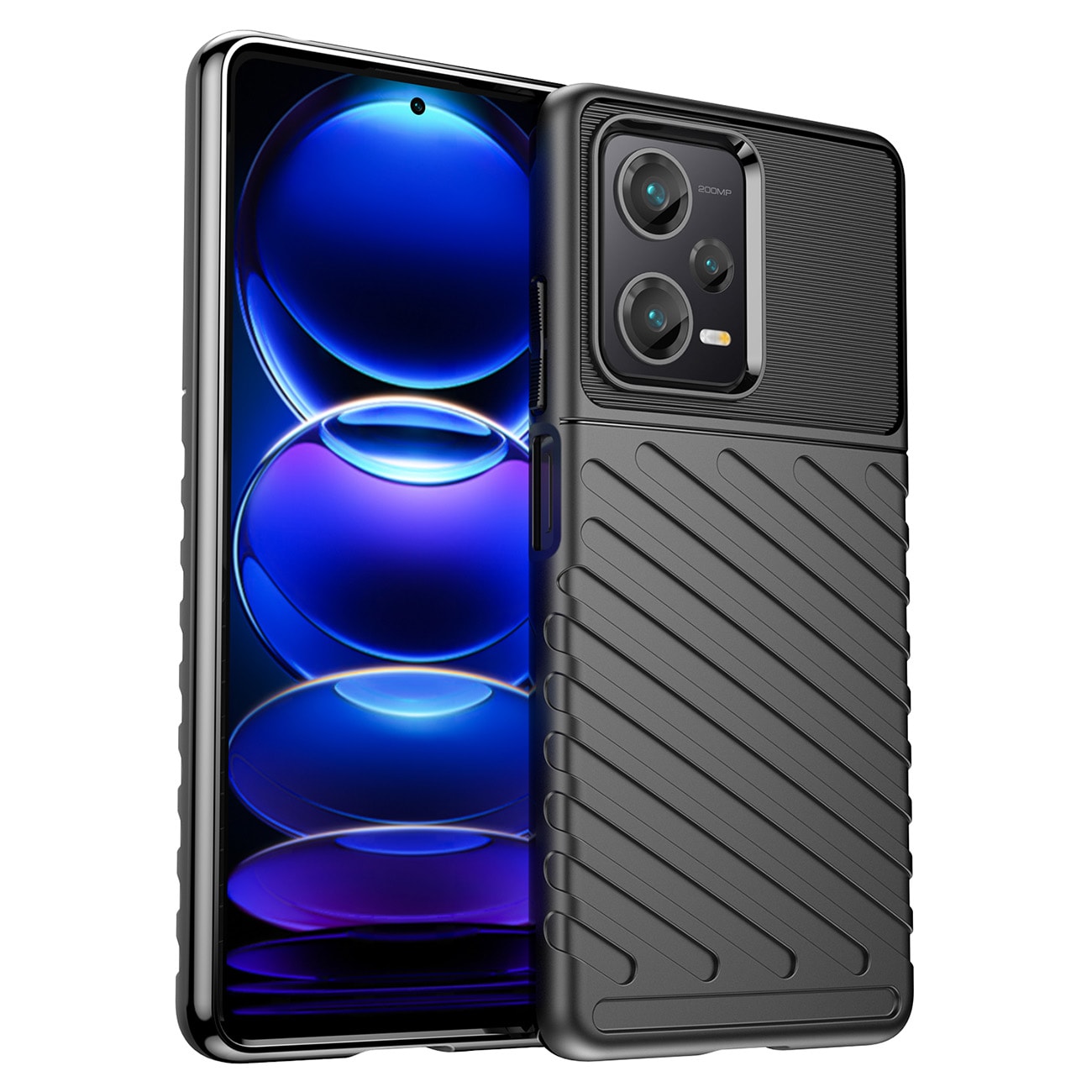 Thunder Case-etui for Xiaomi Redmi Note 12 Pro + panseretui i silikon svart