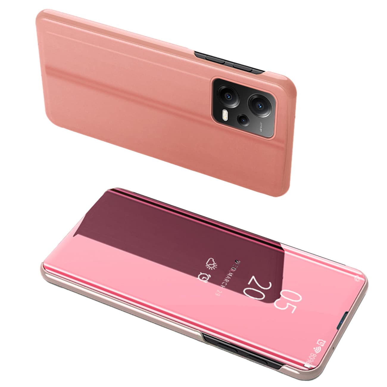 Clear View-etui for Xiaomi Redmi Note 12 5G / Poco X5 5G Flip Cover Pink