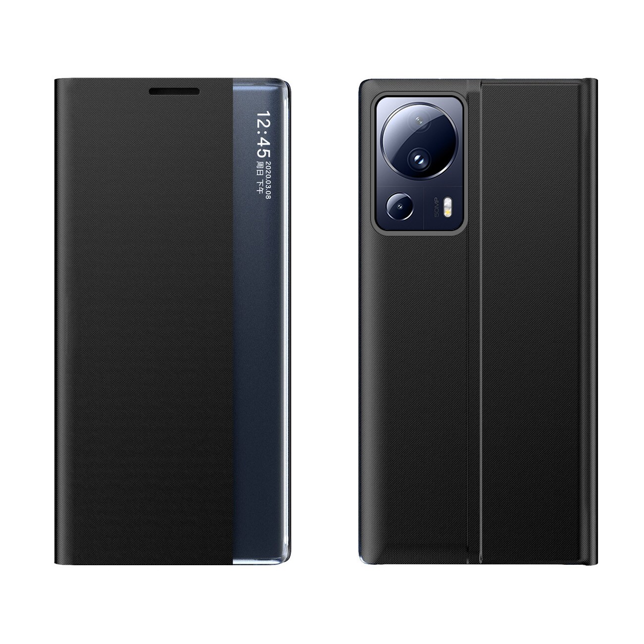 Ny Sleep Case-etui for Xiaomi 13 Lite deksel med flipstativ svart