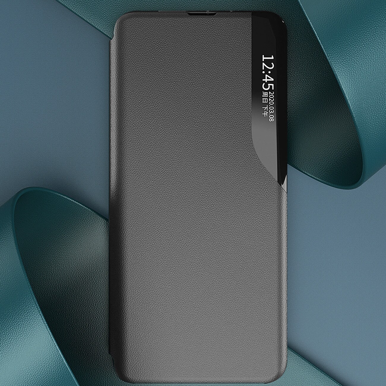 Eco Leather View Case-deksel for Samsung Galaxy A24 4G med flipstativ blå