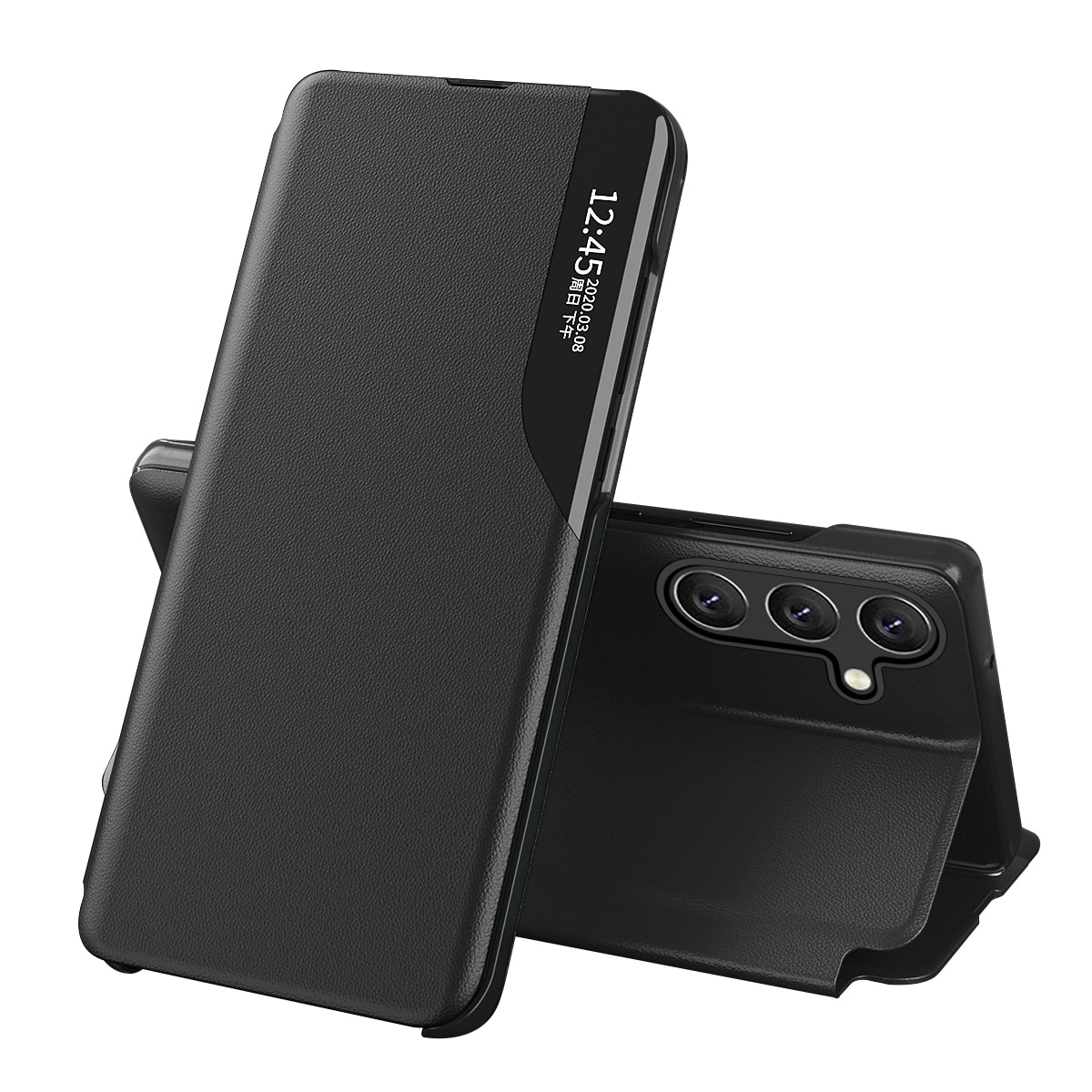 Eco Leather View Case-deksel for Samsung Galaxy A24 4G med flipstativ blå