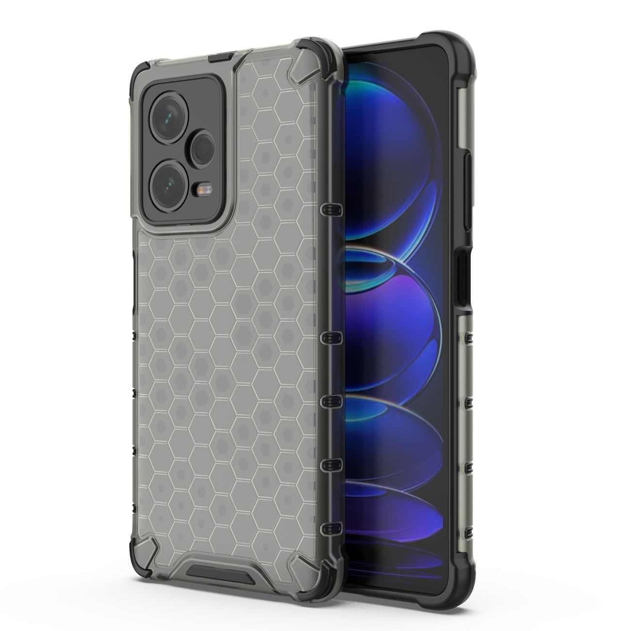 Honeycomb-etui for Xiaomi Redmi Note 12 Pro + pansret hybriddeksel svart