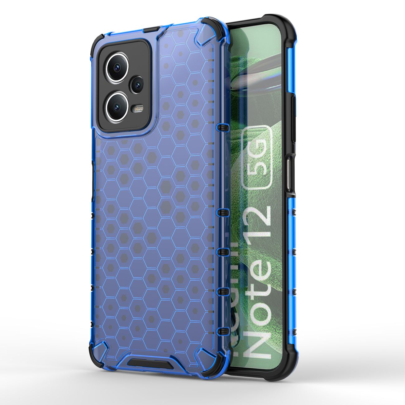 Honeycomb-etui for Xiaomi Redmi Note 12 5G / Poco X5 5G pansret hybridveske blå