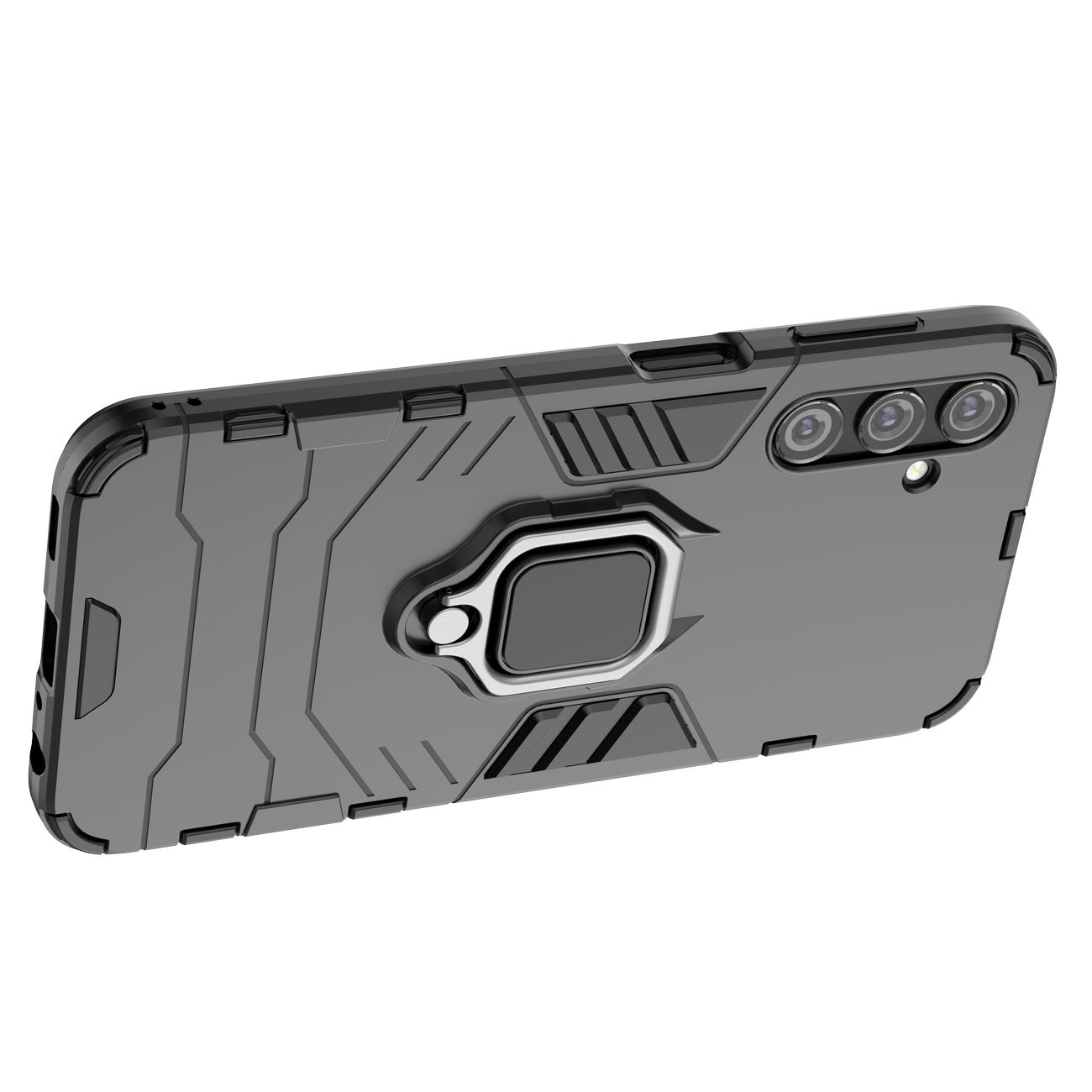 Ring Armor-etui for Samsung Galaxy A24 4G pansrede deksel magnetisk holderring svart